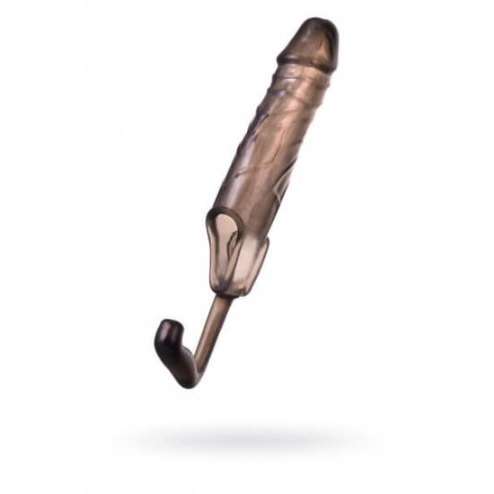 Насадка ToyFa XLover, для увеличения с дополнительной стимуляцией,TPE, черная прозрачная, 15,4 см