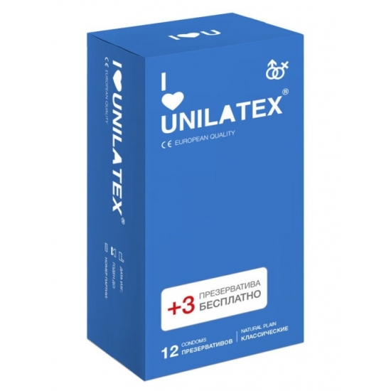 Презервативы Unilatex Natural Plain 12+3 шт., классические