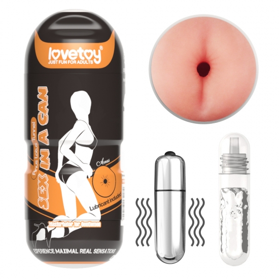 Мастурбатор попа в колбе с вибрацией Sex In A Can Vibra Anus Tunnel
