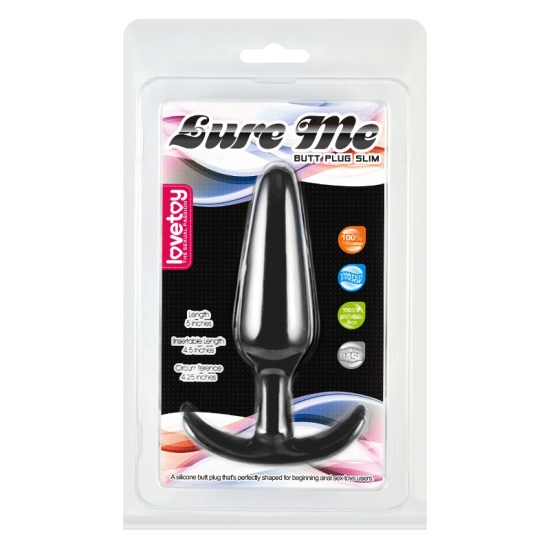 Черная силиконовая анальная пробка Lure Me, Ø 1 - 3,3 см