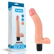 Вибратор с мошонкой и с нежно-розовой головкой Real feel flexi 22,5 см, Ø 3,8 см