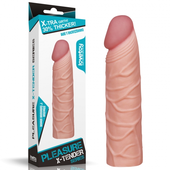 Удлиняющая насадка на пенис Super-Realistic Penis Extension Sleeve, 16,5 см, Ø 3 см