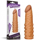 Насадка на пенис удлиняющая Super-Realistic Penis Extension Sleeve мулат, 19 см, Ø 3 см