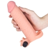 Удлиняющая насадка с вибрацией Super-Realistic Penis Extension Sleeve, 17,7 см, Ø 3,8 см