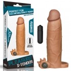 Удлиняющая насадка с вибрацией Super-Realistic Penis плюс 7,5 см к длине, 20 см, Ø 4,5 см, мулат