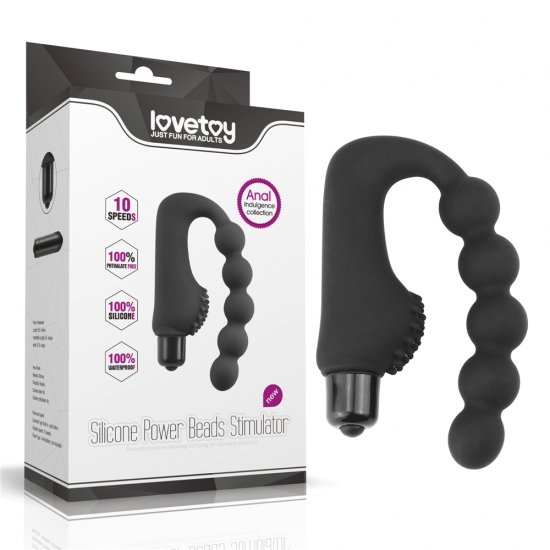 Анальные шарики с вибрацией и с дополнительным стимулятором промежности