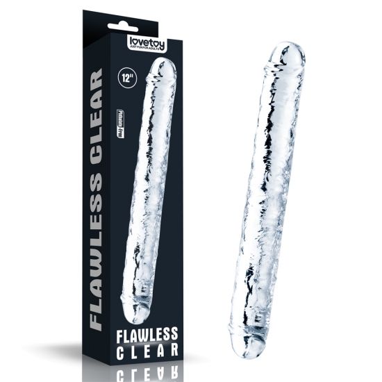 Двойной прозрачный фаллоимитатор Clear Double Dildo, 30 см, Ø 3,5 см