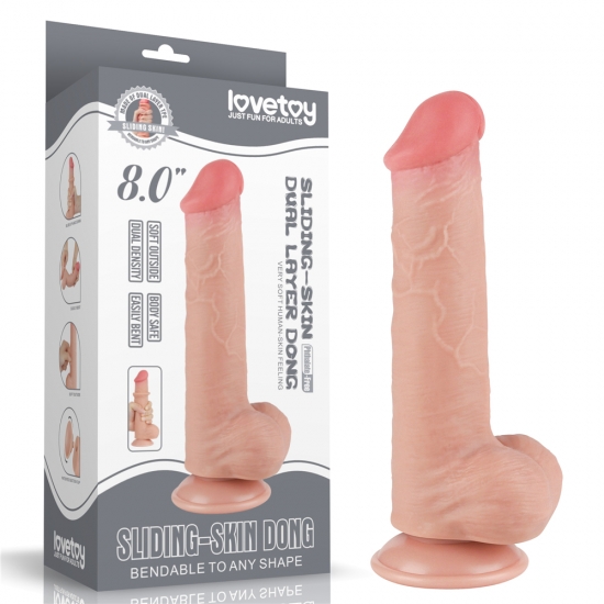 Реалистичный фаллос на присоске Sliding Skin Dual Layer Dong, 20,8 см, Ø 4 см