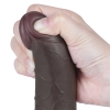 Реалистичный фаллос черного цвета на присоске Sliding Skin Dual Layer Dong, 19,5 см, Ø 3,6 см