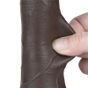 Реалистичный фаллос черного цвета на присоске Sliding Skin Dual Layer Dong, 19,5 см, Ø 3,6 см