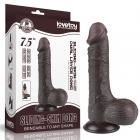 Реалистичный фаллос черного цвета на присоске Sliding Skin Dual Layer Dong, 19,5 см, Ø 3,7 см