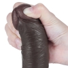 Реалистичный фаллос черного цвета без мошонки на присоске Sliding Skin Dual Layer Dong, 20 см, Ø 3,8 см