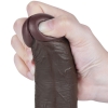 Реалистичный фаллос черного цвета на присоске Sliding Skin Dual Layer Dong, 20,8 см, Ø 4 см