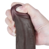 Реалистичный фаллос черного цвета на присоске Sliding Skin Dual Layer Dong, 22 см, Ø 4,3 см