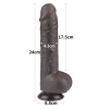 Реалистичный фаллос черного цвета на присоске Sliding Skin Dual Layer Dong, 24 см, Ø 4,3 см