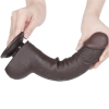 Реалистичный фаллос черного цвета на присоске Sliding Skin Dual Layer Dong, 24 см, Ø 4,3 см
