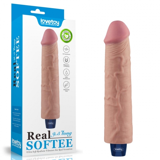 Реалистичный перезаряжаемый вибратор Real Softee, 23,7 см, Ø 4,8 см