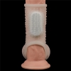 Насадка с вибрацией и бандаж на мошонку Vibrating Drip Knights Ring, белая, Ø 3,8 - 4,8 см