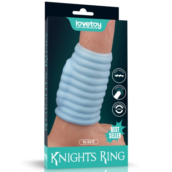 Насадка с вибрацией Wave Knights Ring, голубая, Ø 3,7 см