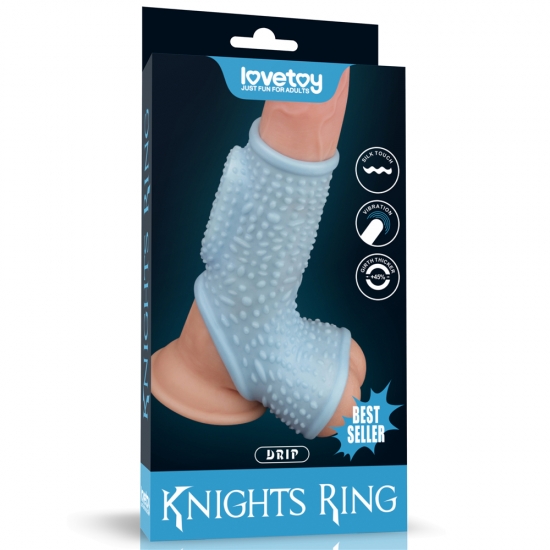 Насадка с вибрацией и бандаж на мошонку Vibrating Drip Knights Ring, Ø 3,8 - 4,8 см