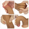 Фаллоимитатор на присоске с мошонкой мулат Dual-Layered Silicone Cock 18 см, Ø 3,5 см