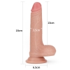 Реалистичный фаллоимитатор на присоске с мошонкой Dual-Layered Silicone Cock 18 см, Ø 3,5 см