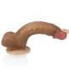 Фаллос на присоске с мошонкой Dual-layered Silicone Dildo мулат 22 см, Ø 3,8 см