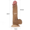 Фаллос на присоске с мошонкой Dual-layered Silicone Dildo мулат 22 см, Ø 3,8 см