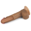 Фаллос на присоске с мошонкой Dual-layered Silicone Dildo мулат 22 см, Ø 3,8 см