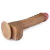 Фаллос на присоске с мошонкой Dual-layered Silicone Dildo мулат 22 см, Ø 3,8 см