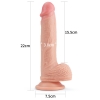 Фаллос на присоске с мошонкой Dual-layered Silicone Dildo 22 см, Ø 3,8 см