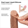 Фаллоимитатор на присоске с мошонкой телесный Dual-Layered Silicone Dildo 21 см, Ø 3,8 см