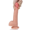 Фаллоимитатор на присоске с мошонкой телесный Dual-Layered Silicone Dildo 21 см, Ø 3,8 см