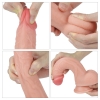 Фаллоимитатор на присоске с мошонкой телесный Dual-Layered Silicone Dildo 21 см, Ø 3,8 см
