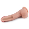 Фаллоимитатор на присоске с мошонкой телесный Dual-Layered Silicone Dildo 21 см, Ø 3,8 см