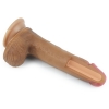 Фаллоимитатор мулат на присоске с мошонкой in Dual layered Liquid Silicone Nature Cock 20,5 см, Ø 3,5 см