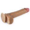 Фаллоимитатор мулат на присоске с мошонкой in Dual layered Liquid Silicone Nature Cock 20,5 см, Ø 3,5 см