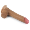 Фаллоимитатор мулат на присоске с мошонкой in Dual layered Liquid Silicone Nature Cock 20,5 см, Ø 3,5 см