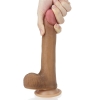 Фаллоимитатор мулат на присоске с мошонкой in Dual layered Liquid Silicone Nature Cock 20,5 см, Ø 3,5 см