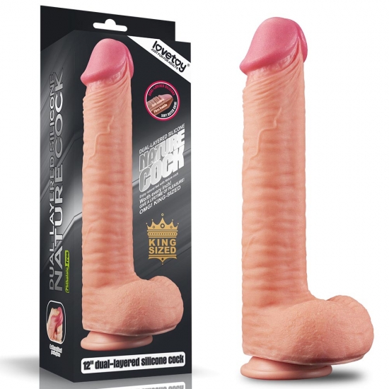 Фаллоимитатор Dual Layer Platinum Silicone Cock, 30,5 см, Ø 5,3 см