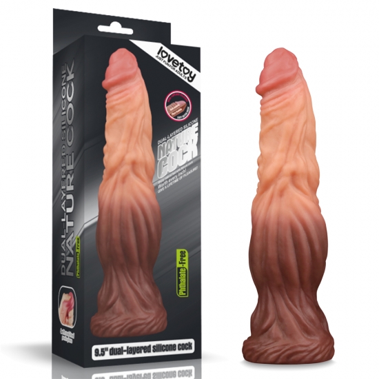 Фаллоимитатор с градиентом и ярким рельефом Platinum Silicone Cock 24,5 см, Ø 6,3 см