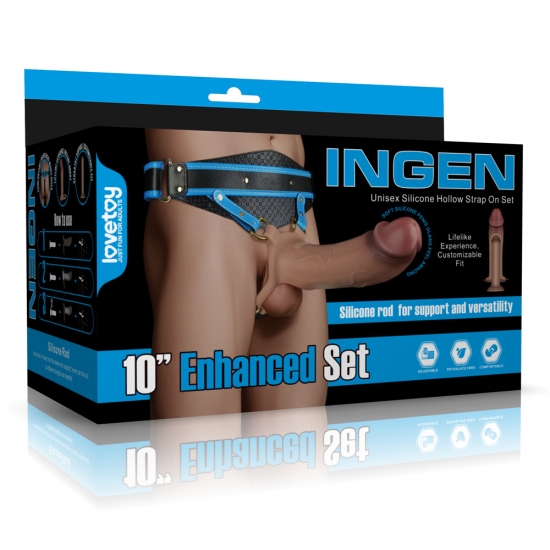 Силиконовый фаллопротез на ремнях Ingen Enhanced Set, телесный, 23,6 см, Ø 6,7 см