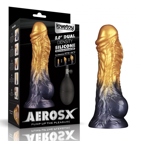 Надувной фаллоимитатор для фистинга со съемной грушей Dual Density Silicone Inflatable Dildo, 21 см, Ø 5 см