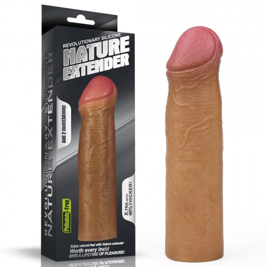 Насадка на пенис Revolutionary Silicone Nature Extender мулат плюс 6 см, 17,8 см, Ø 4,5 см
