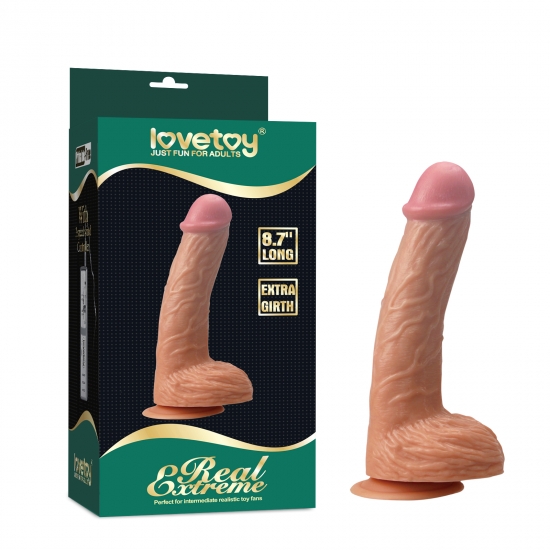 Фаллоимитатор на присоске с розовой головкой Real Extreme Extra Girth 22см, Ø 4,8см