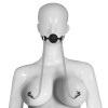 Черный кляп с зажимами для сосков Breathable Ball Gag