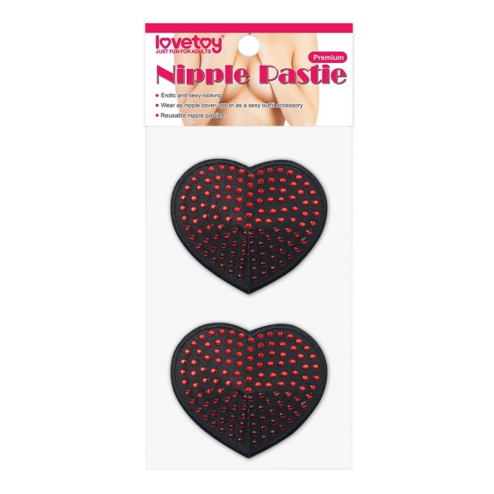 Обворожительные пэстисы в форме сердец со стразами Reusable Red Diamond Heart Nipple Pasties