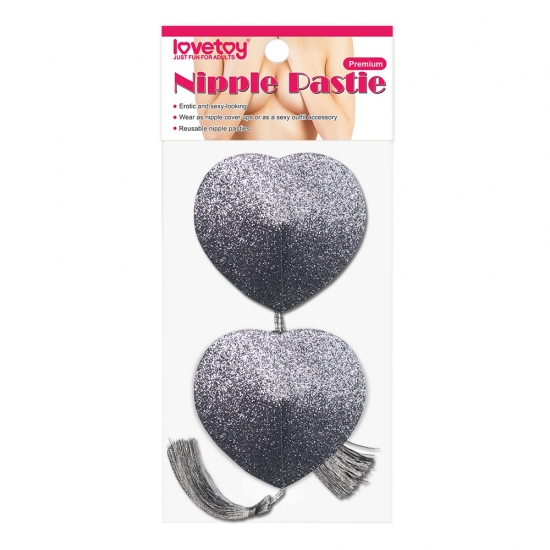 Обворожительные пэстисы в форме сердец с кисточками Reusable Glitter Heart Tassel Nipple Pasties