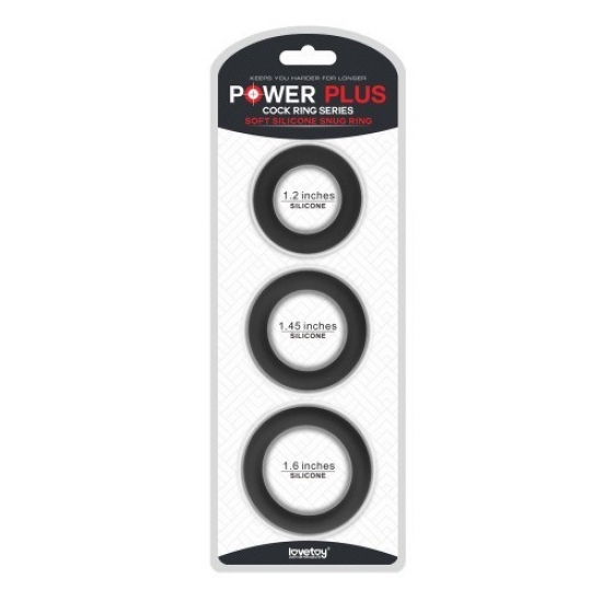 Набор из 3 эрекционных колец Power Plus Soft Silicone Snug Ring черные