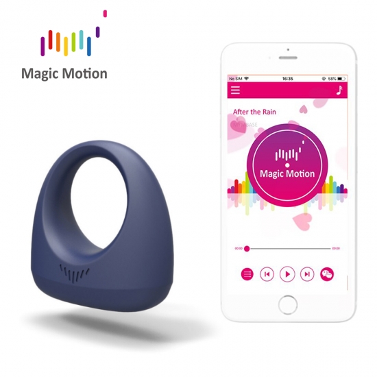 Эрекционное кольцо Magic Motion «Dante» с управлением через смартфон, синее